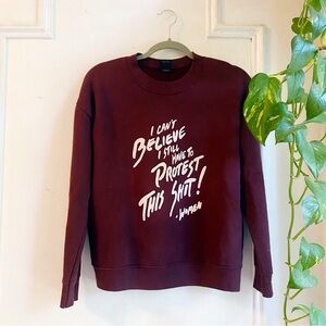 Obey women maroon sweatshirt small can’t believe we still have to protest this